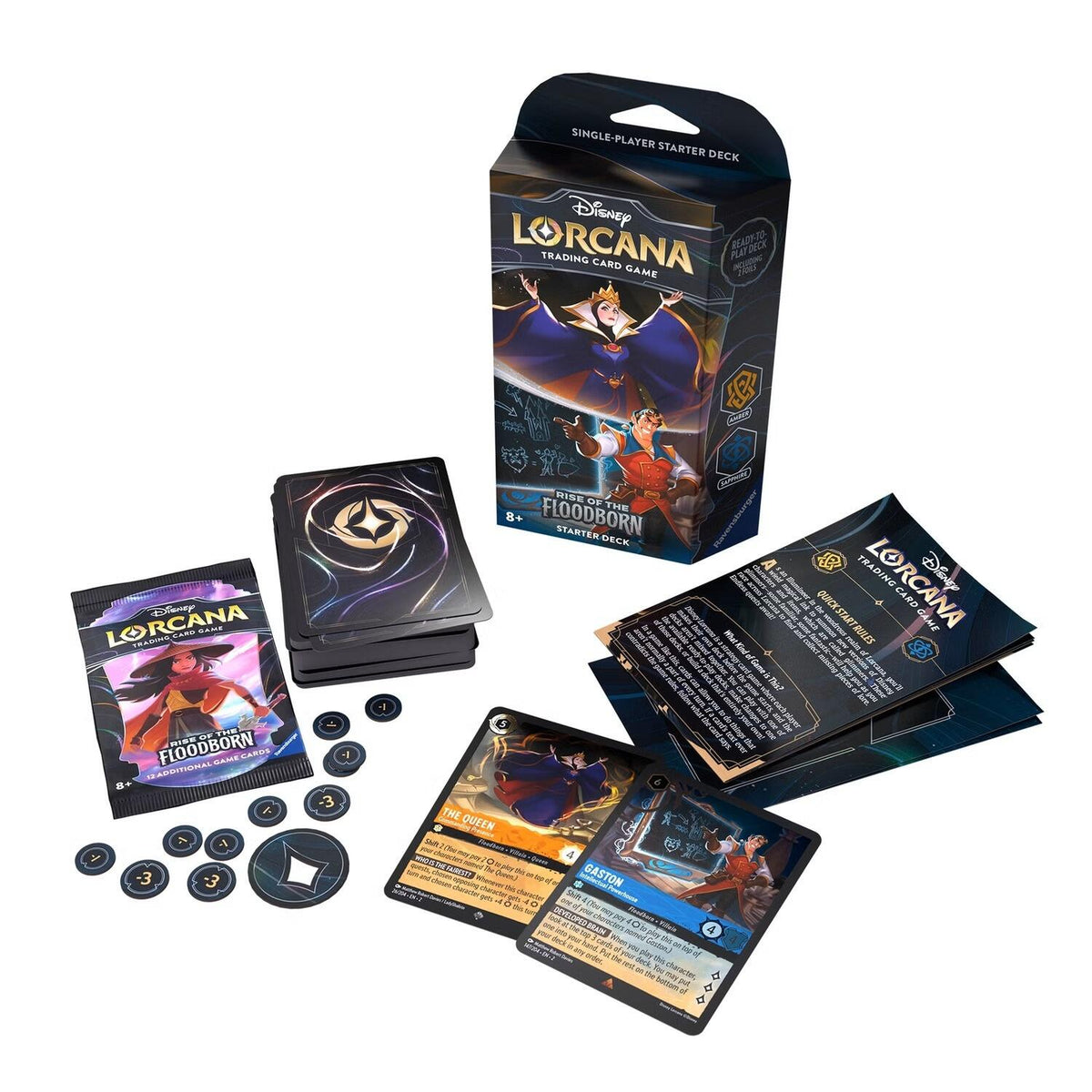 Disney Lorcana Rise of the Floodborn Starterdeck The Evil Queen & Gaston Englisch