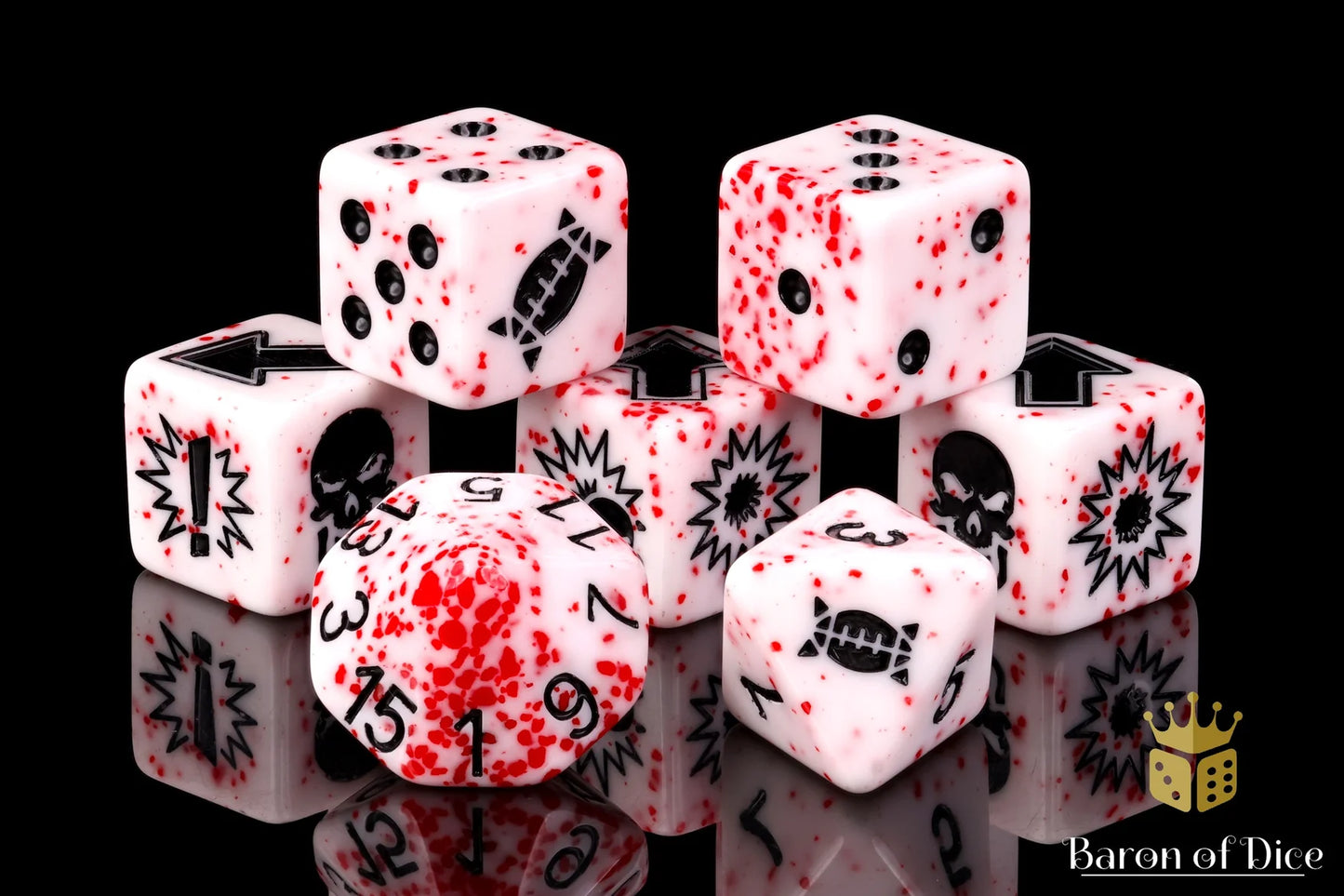 Baron of Dice Murderous – Spiked Football – 7-teiliges Würfelset für Bloody Football