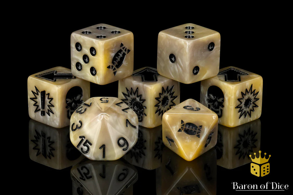 Baron of Dice Bone – Spiked Football – 7-teiliges Würfelset für Bloody Football