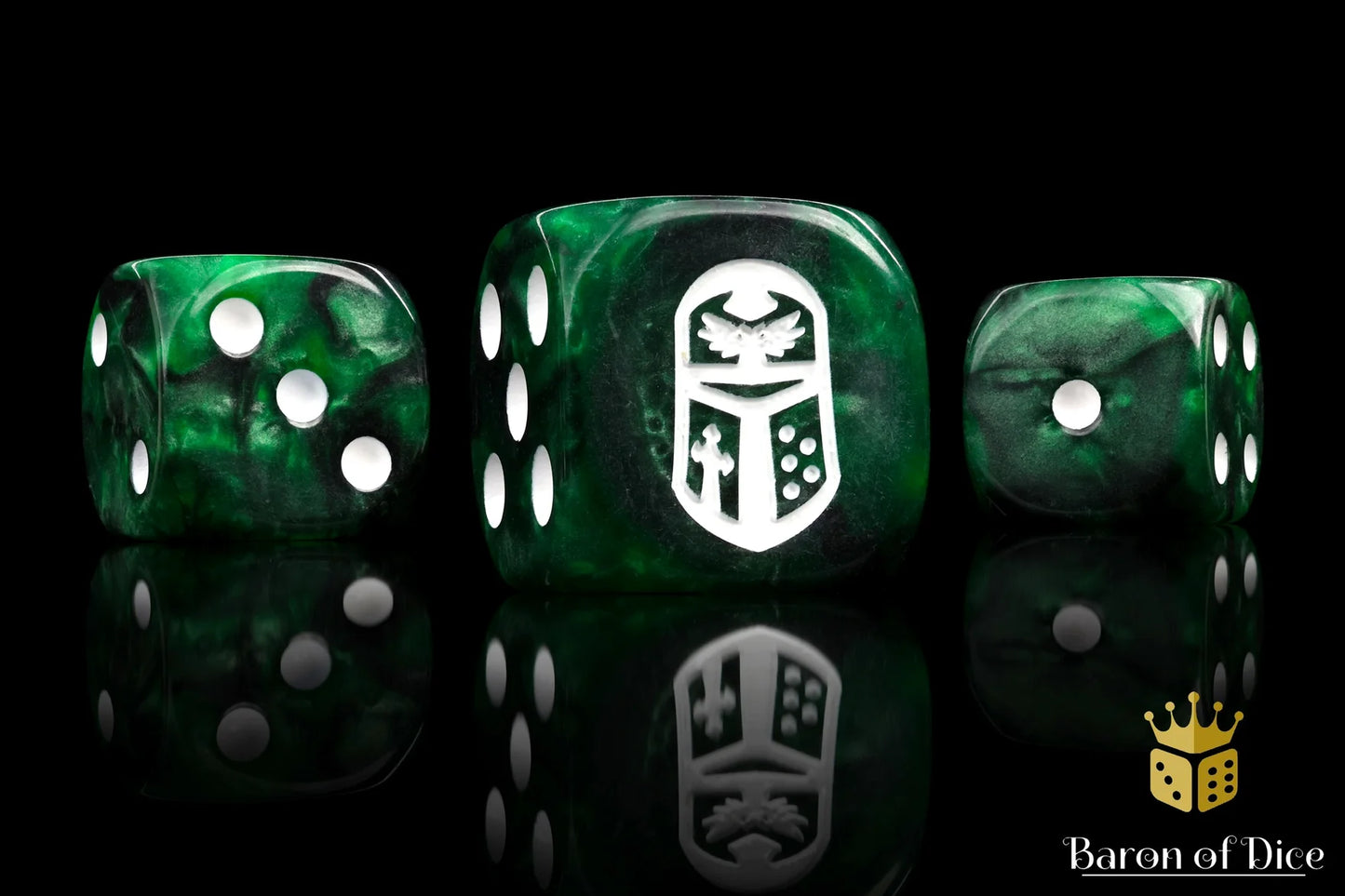 Baron of Dice Imperial Helm – Green – 25 runde Würfel für Sci-Fi Wargaming