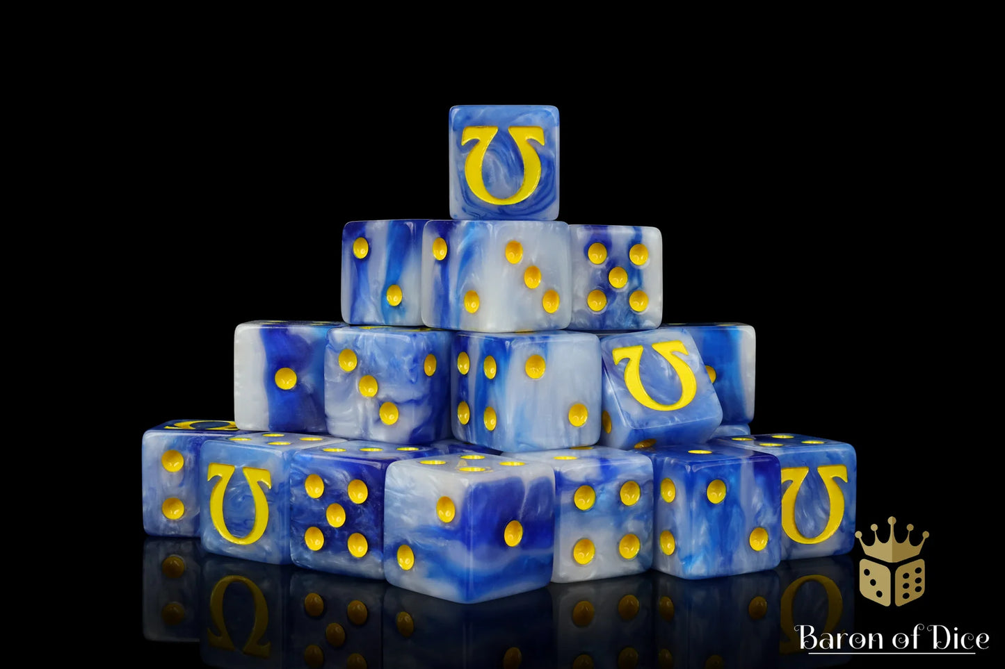 Baron of Dice Omega – Yellow – 25 eckige Würfel für Sci-Fi Wargaming