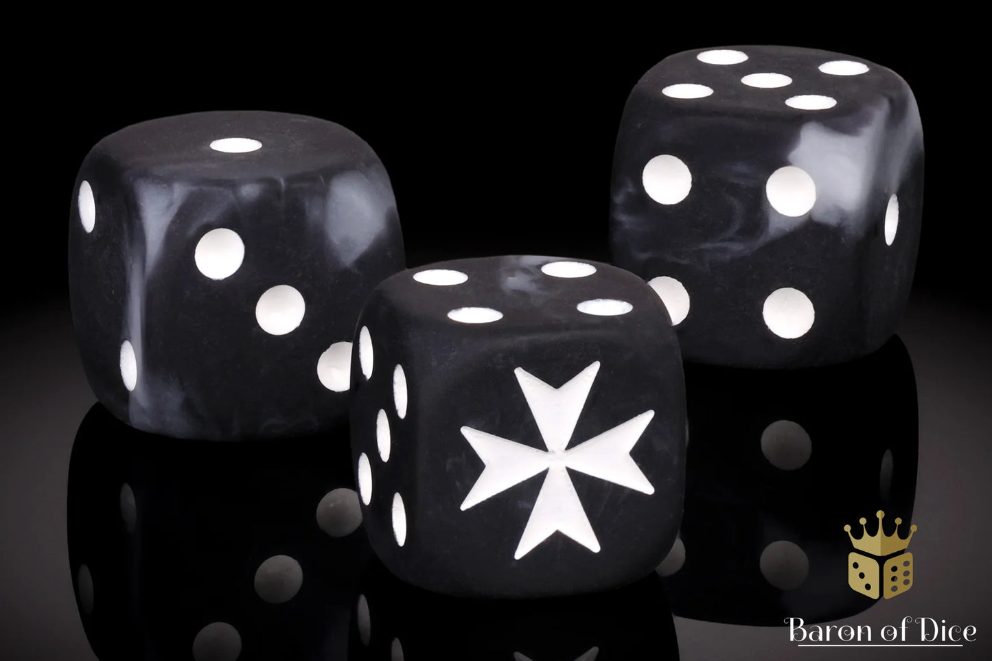 Baron of Dice Knights Templar – Black – 25 runde Würfel für Sci-Fi Wargaming