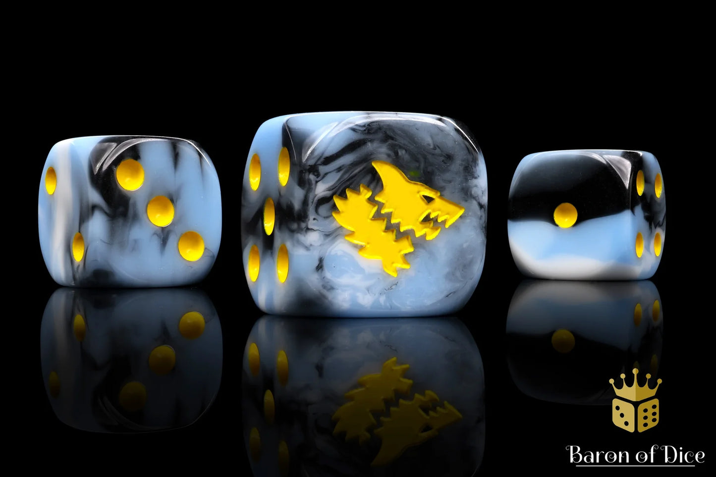 Baron of Dice Snow Direwolf – 25 runde Würfel für Sci-Fi Wargaming