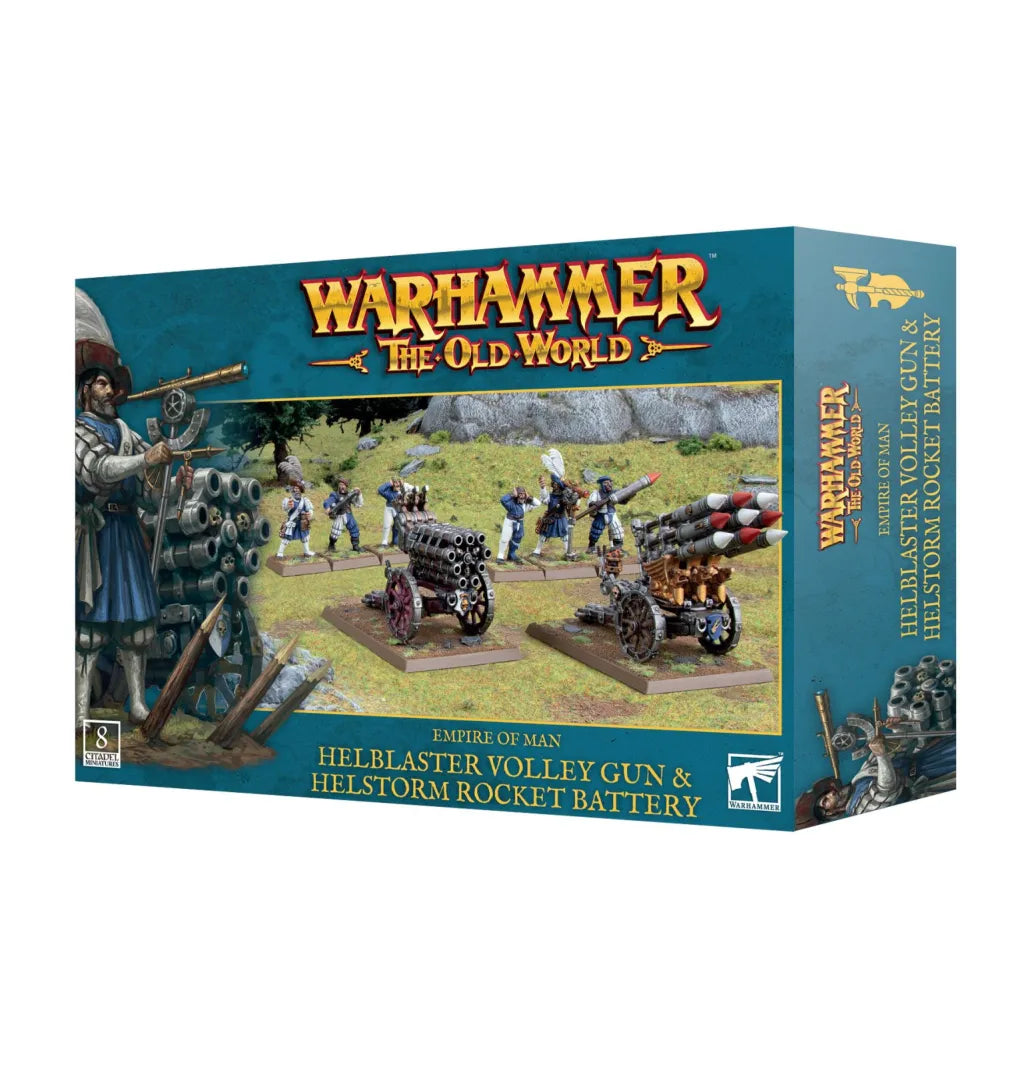 Warhammer Old World Empire of Man Helblaster Volleygun & Helstorm Battery – Artillery Kit
