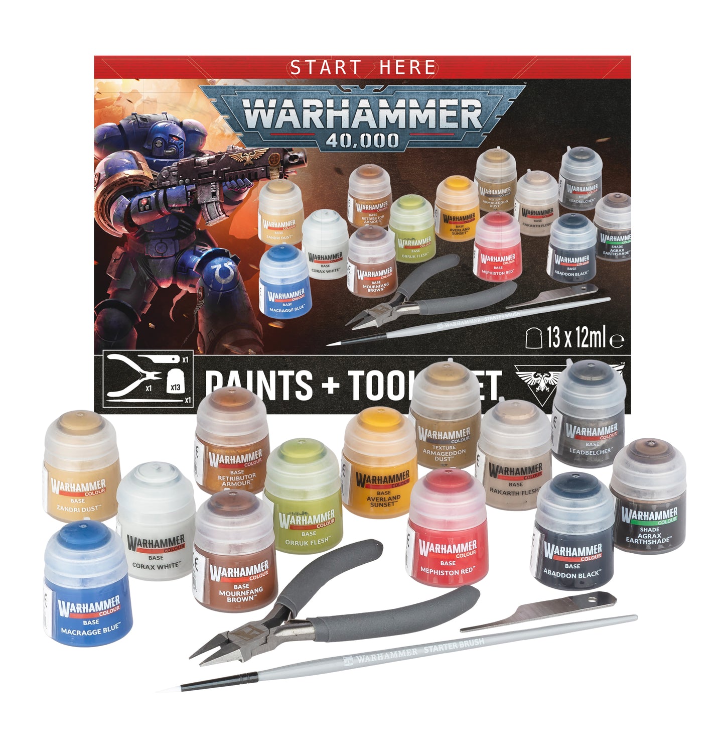 Warhammer 40.000 Farben & Werkzeuge Set – Mehrsprachig