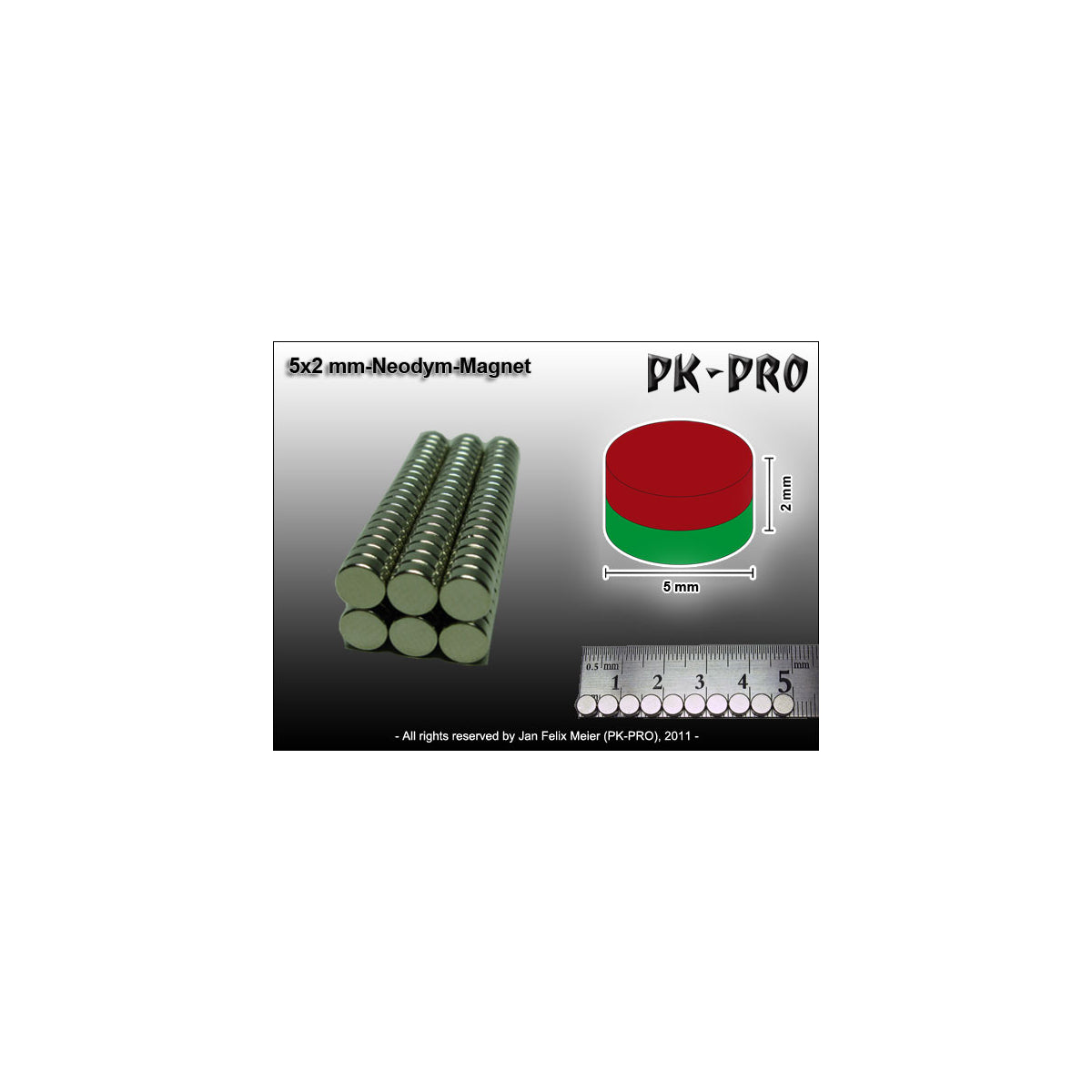 PK-PRO Neodym Magnet Rund 5 x 2 mm - 10 Stück