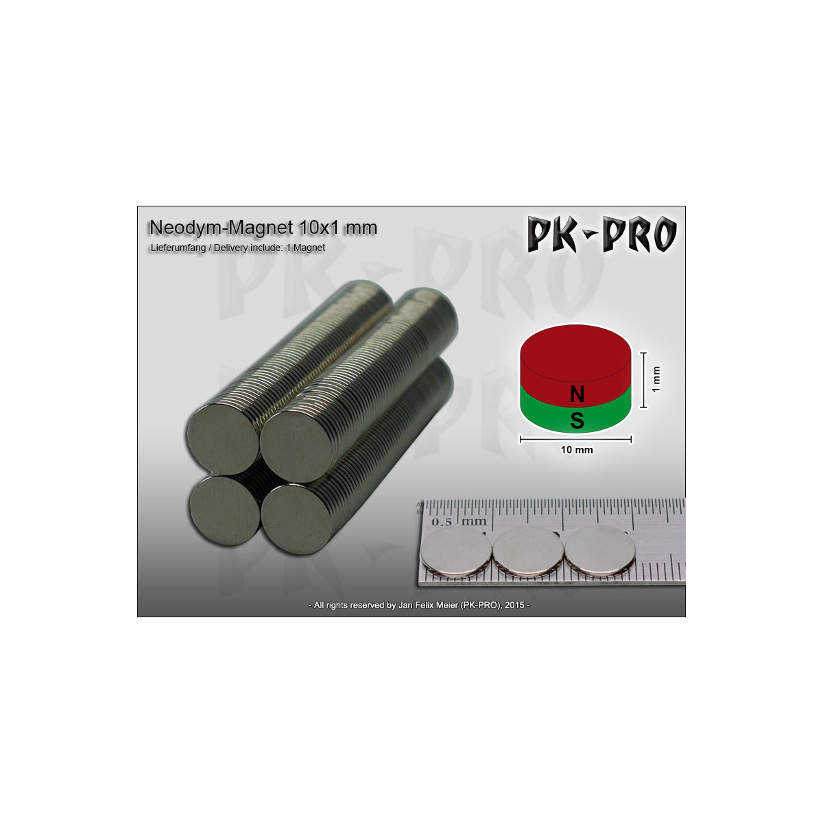 PK-PRO Neodym Magnet Rund 10 x 1 mm - 10 Stück
