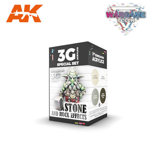 AK Interactive Wargame Color Set Stone and Rock Effects 3rd Generation AK-1074 - 4 x 17 ml