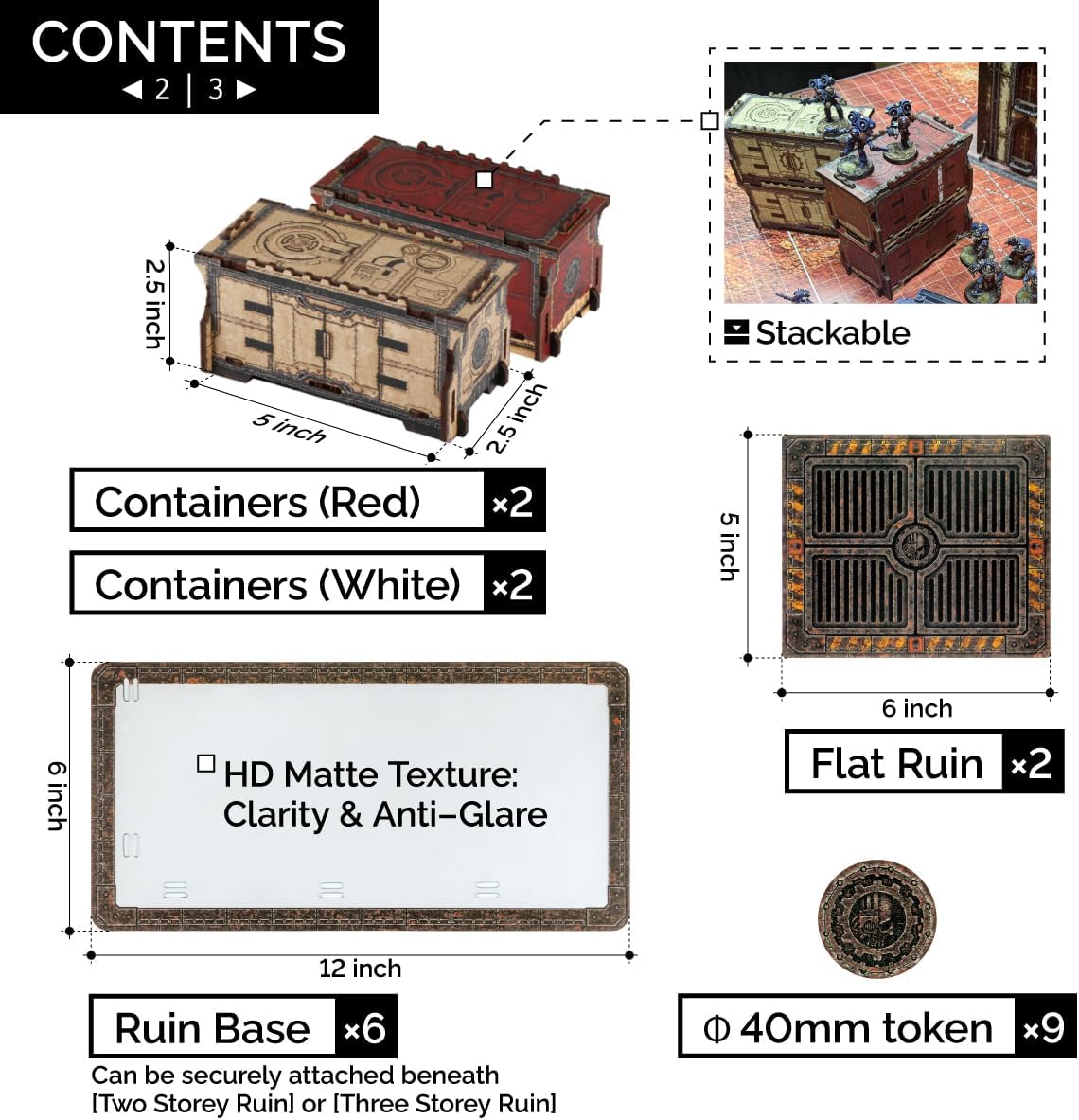 Jucoci Battlezone Creation Kit – Tabletop Gelände Set (9 Teile, Weiß, modular)