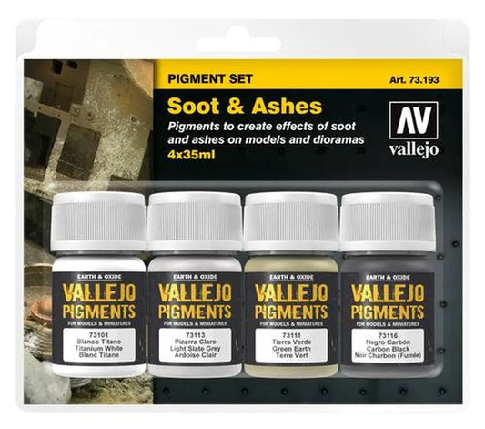 Vallejo Pigment Set Soot Ashes 4 VA73193 Pigment Neu