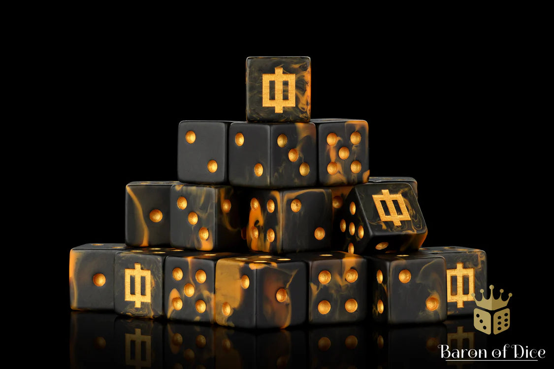 Baron of Dice Dwarven Lava Rune – 25 eckige Würfel für Fantasy Wargaming