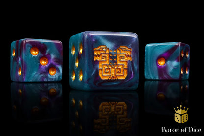 Baron of Dice Mayan Lizard – 25 eckige Würfel für Fantasy Wargaming