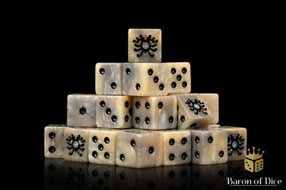 Baron of Dice Skeleton Rune Bone – 25 eckige Würfel für Fantasy Wargaming