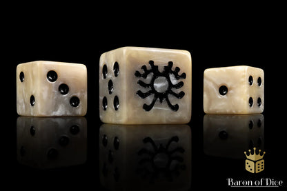 Baron of Dice Skeleton Rune Bone – 25 eckige Würfel für Fantasy Wargaming