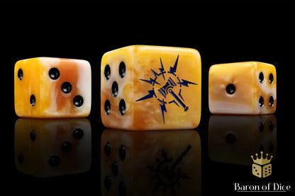 Baron of Dice Lightning Hammer Golden Hue – 25 eckige Würfel für Fantasy Wargaming