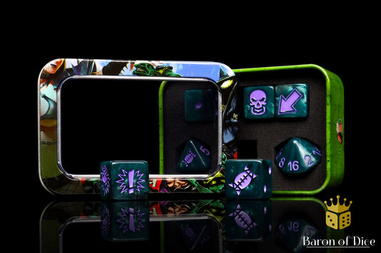Baron of Dice Terror – Spiked Football – 7-teiliges Würfelset für Bloody Football