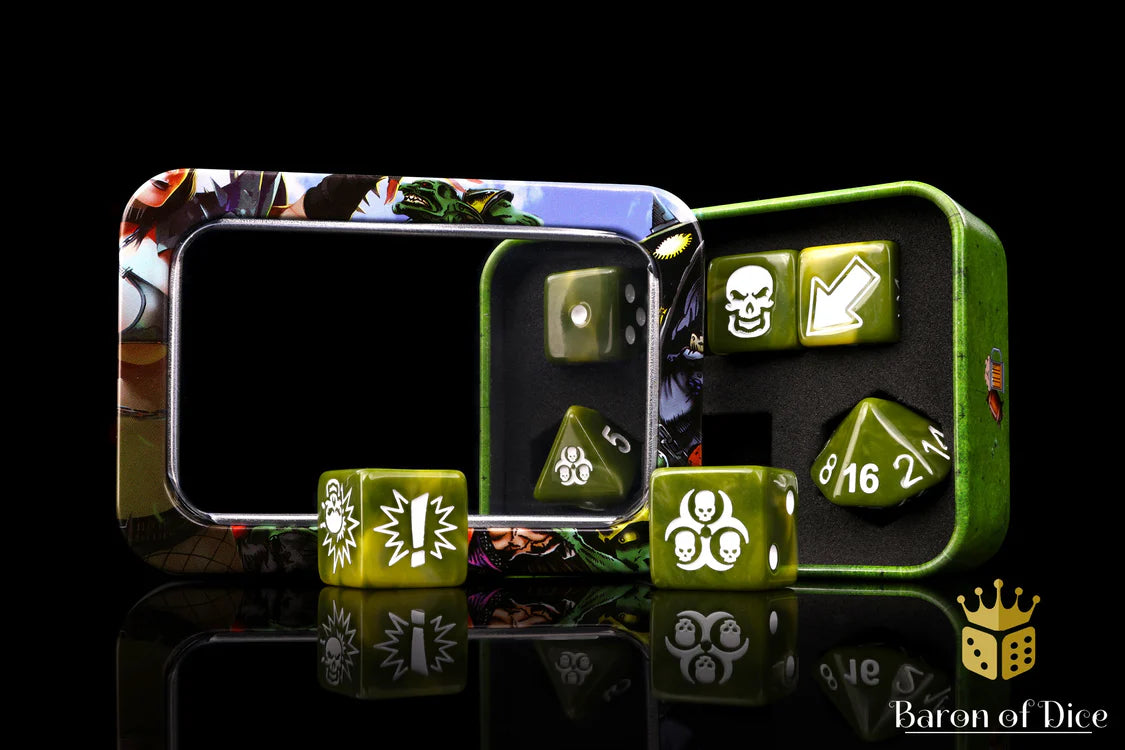 Baron of Dice Diseased – Biohazard – 7-teiliges Würfelset für Bloody Football