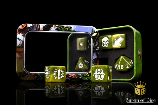 Baron of Dice Diseased – Biohazard – 7-teiliges Würfelset für Bloody Football