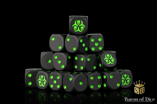 Baron of Dice Black Plague – 25 runde Würfel für Sci-Fi Wargaming