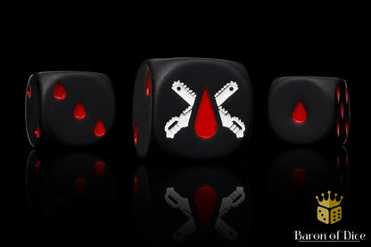 Baron of Dice Chain Blades – Matte Black – 25 runde Würfel für Sci-Fi Wargaming