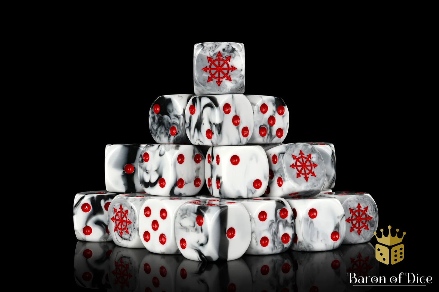 Baron of Dice Chaos Demon – Marbled – 25 eckige Würfel für Sci-Fi Wargaming
