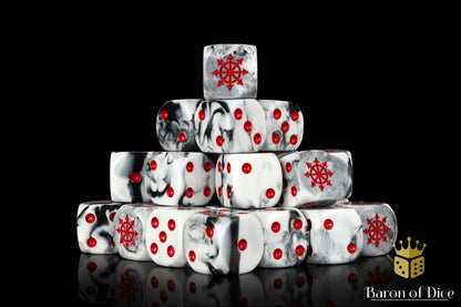 Baron of Dice Chaos Demon – Marbled – 25 eckige Würfel für Sci-Fi Wargaming