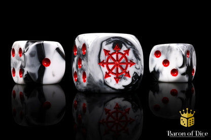 Baron of Dice Chaos Demon – Marbled – 25 eckige Würfel für Sci-Fi Wargaming
