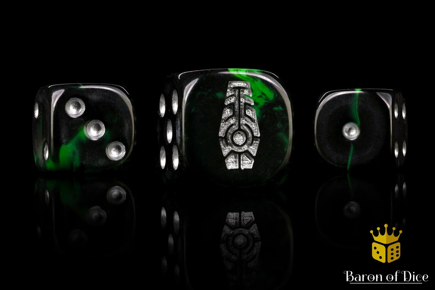 Baron of Dice Day of the Dead Dice – Silver Coffin – 25 runde Würfel für Sci-Fi Wargaming