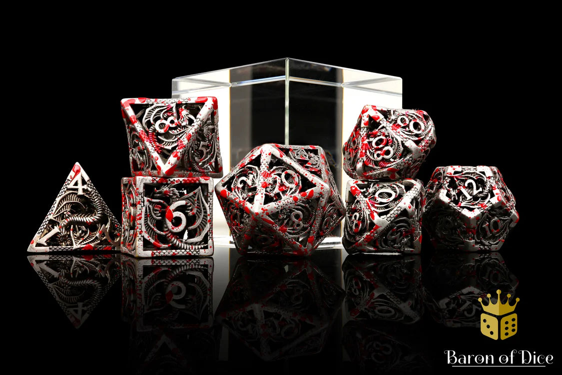 Baron of Dice Bloody Dragon – 7-teiliges RPG-Würfelset Metal