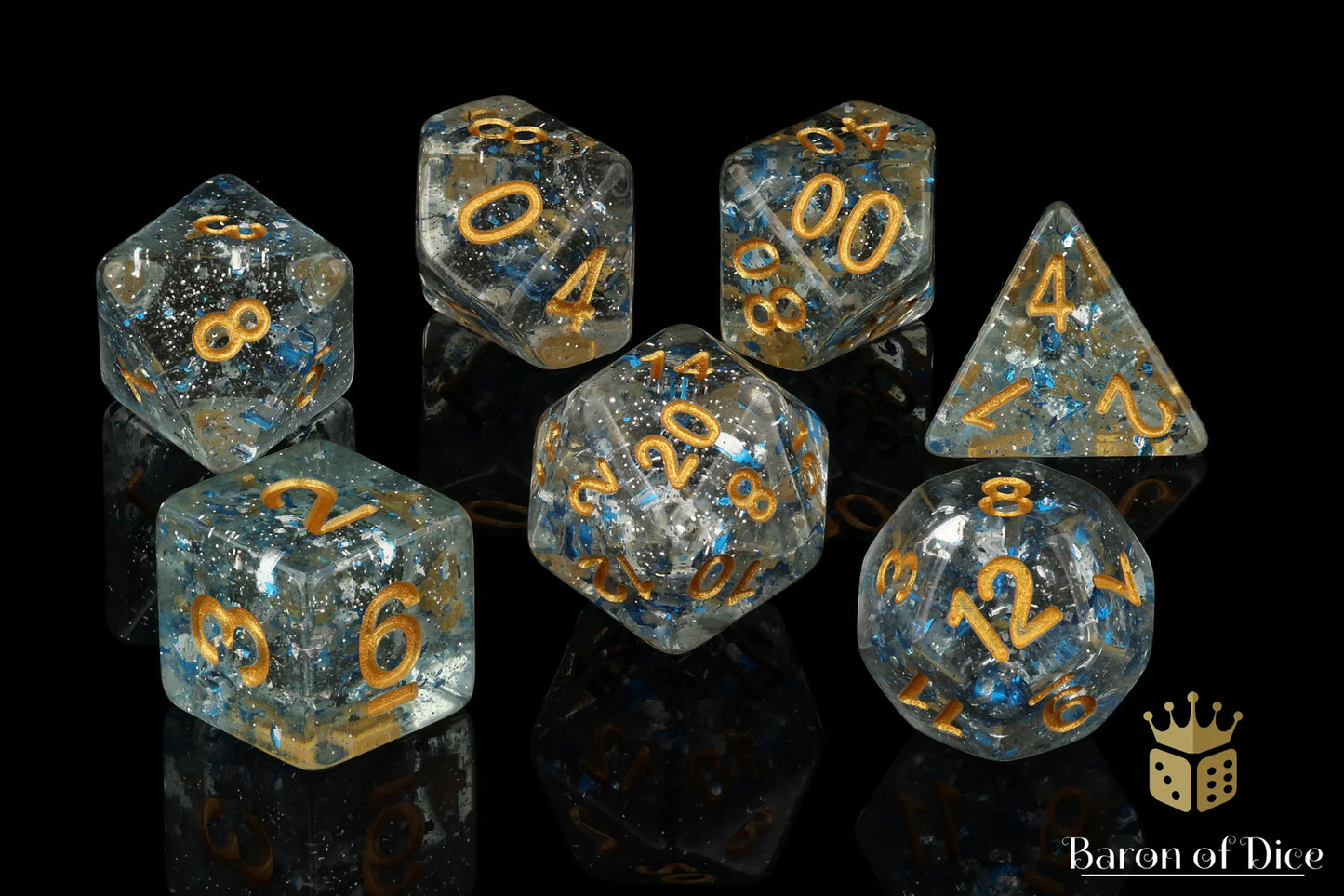 Baron of Dice Celestine – 7-teiliges RPG-Würfelset Round Corner
