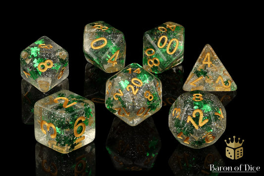 Baron of Dice Lucky Shamrock – 7-teiliges RPG-Würfelset Round Corner