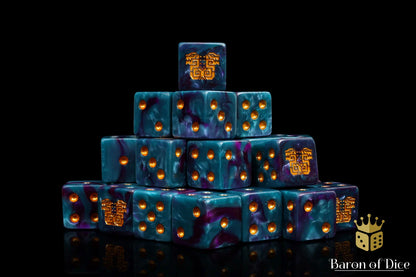 Baron of Dice Mayan Lizard – 25 eckige Würfel für Fantasy Wargaming