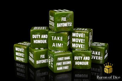 Baron of Dice Guard Order Dice Set (10ct) – 25 eckige Würfel für Sci-Fi Wargaming