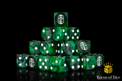 Baron of Dice Imperial Helm – Green – 25 runde Würfel für Sci-Fi Wargaming