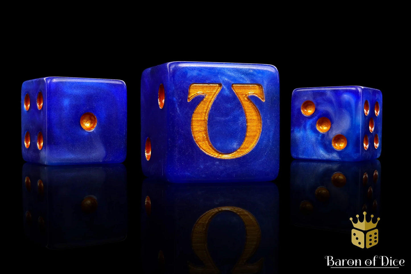 Baron of Dice Omega | Ancient Gold – 25 eckige Würfel für Sci-Fi Wargaming