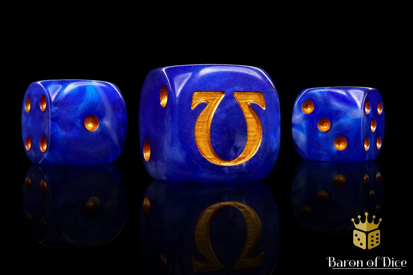 Baron of Dice Omega | Ancient Gold – 25 runde Würfel für Sci-Fi Wargaming