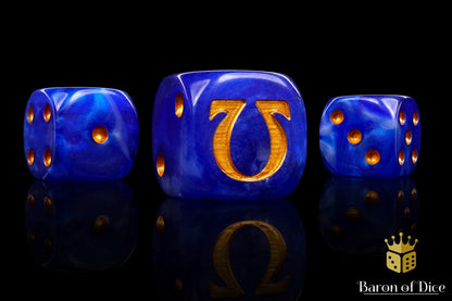 Baron of Dice Omega | Ancient Gold – 25 runde Würfel für Sci-Fi Wargaming