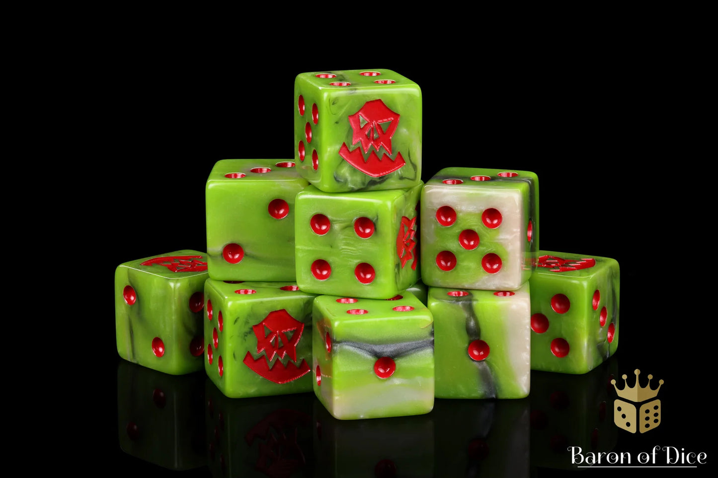 Baron of Dice Orc – Red – 25 eckige Würfel für Sci-Fi Wargaming