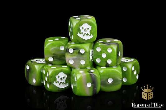 Baron of Dice Orc – White – 25 runde Würfel für Sci-Fi Wargaming