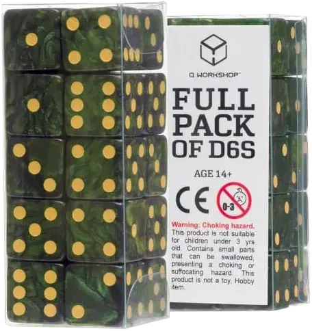 Full Pack of D6s: Bottle green & Gold