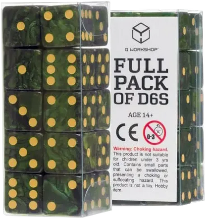 Full Pack of D6s: Bottle green & Gold