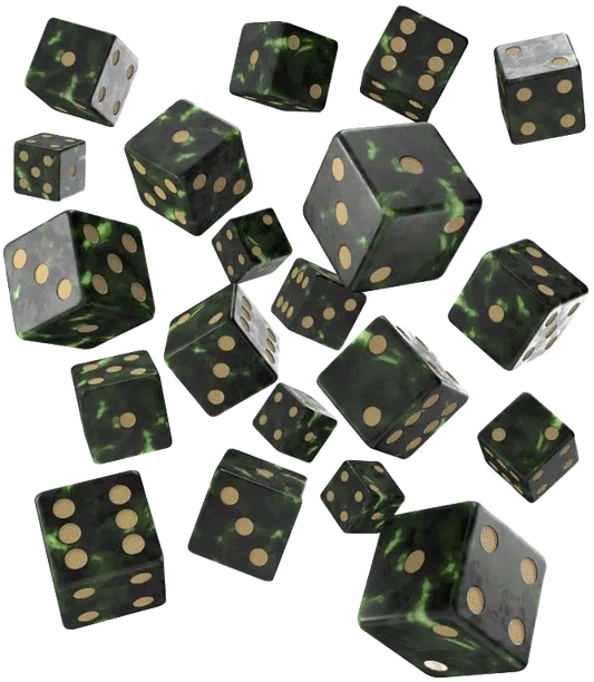 Full Pack of D6s: Bottle green & Gold