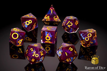 Baron of Dice The Warlock | 8-Piece RPG Set | Baron's Signature Series – 8-teiliges RPG-Würfelset