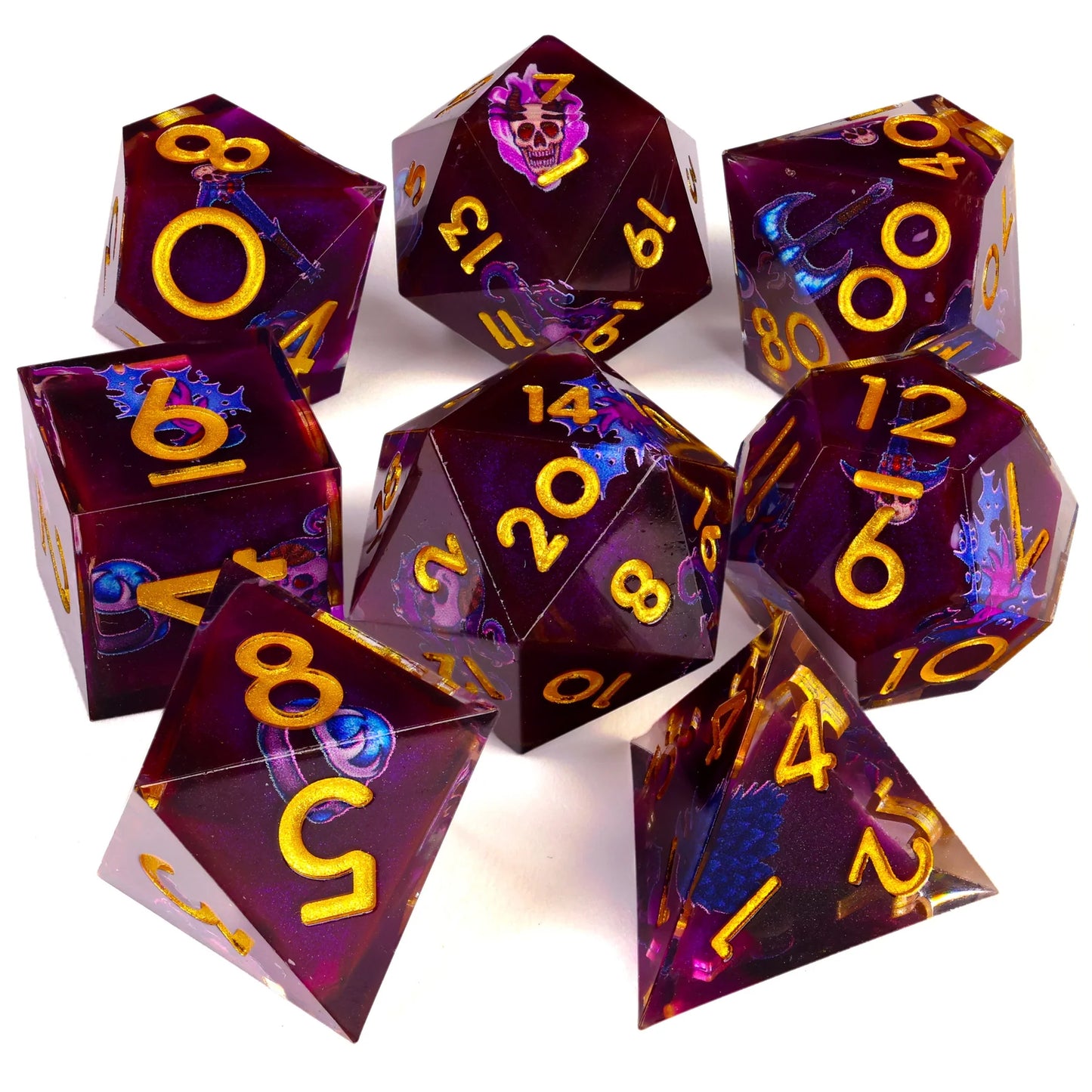 Baron of Dice The Warlock | 8-Piece RPG Set | Baron's Signature Series – 8-teiliges RPG-Würfelset