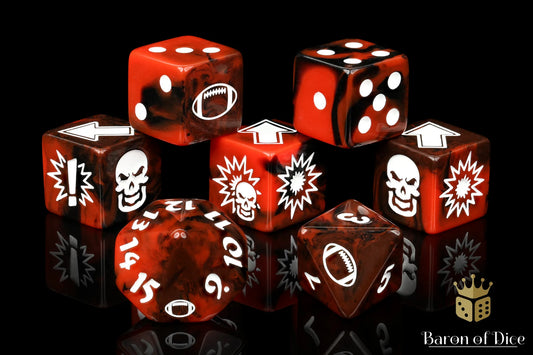 Baron of Dice Chaos Red – Generic Football – 7-teiliges Würfelset für Bloody Football