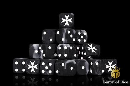 Baron of Dice Knights Templar – Black – 25 runde Würfel für Sci-Fi Wargaming