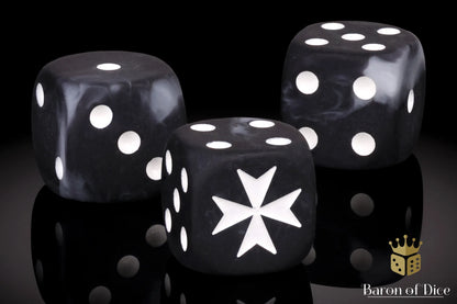 Baron of Dice Knights Templar – Black – 25 runde Würfel für Sci-Fi Wargaming