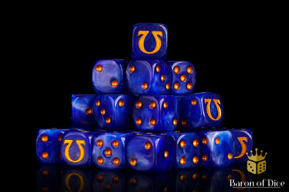 Baron of Dice Omega | Ancient Gold – 25 runde Würfel für Sci-Fi Wargaming