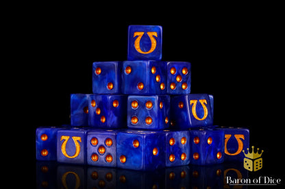 Baron of Dice Omega | Ancient Gold – 25 eckige Würfel für Sci-Fi Wargaming