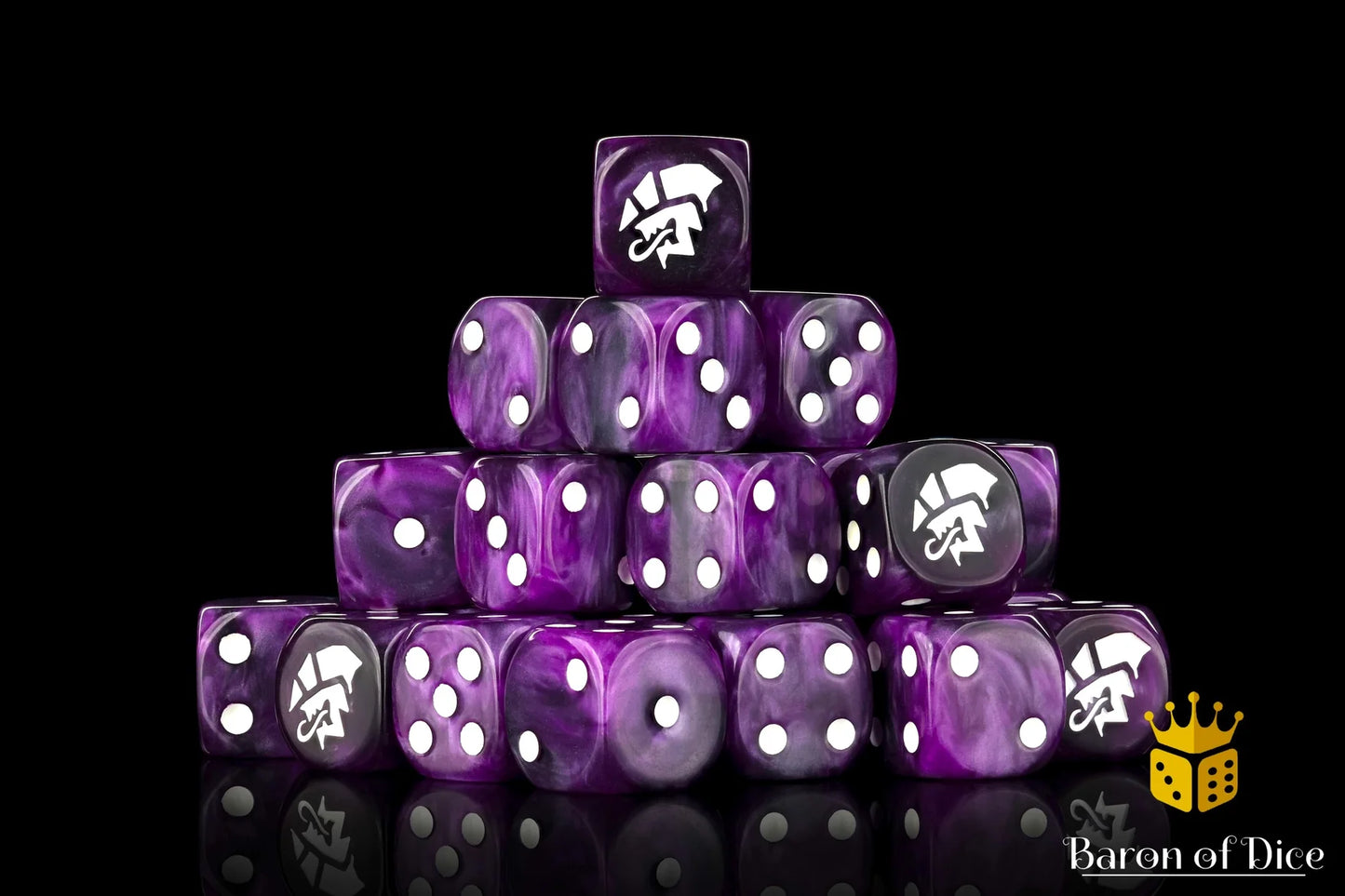 Baron of Dice Alien – Purple & White – 25 runde Würfel für Sci-Fi Wargaming